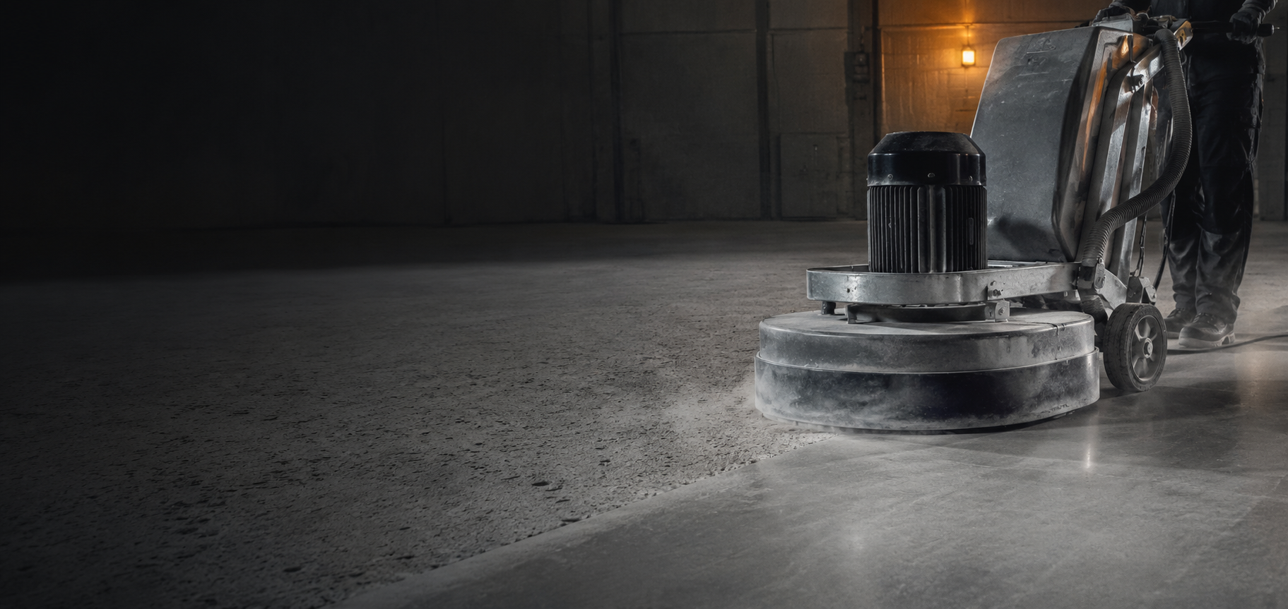 Concrete grinding equipment and a refined surface